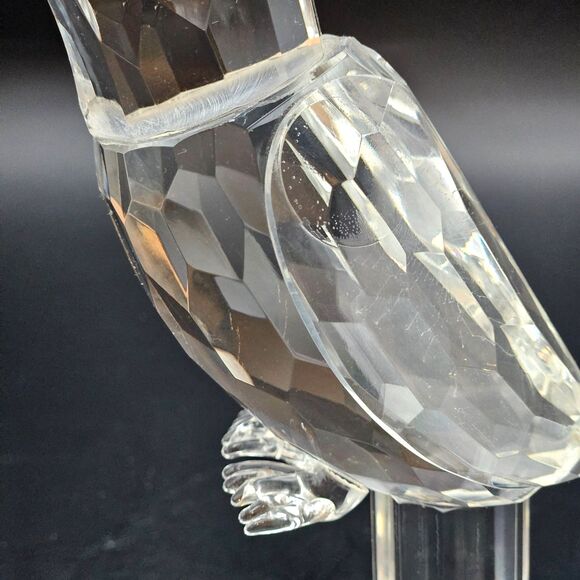 Crystal Clear Glass Bird Toucan Parrot Figurine Paperweight Facet Cuts Vintage - Picture 9 of 12